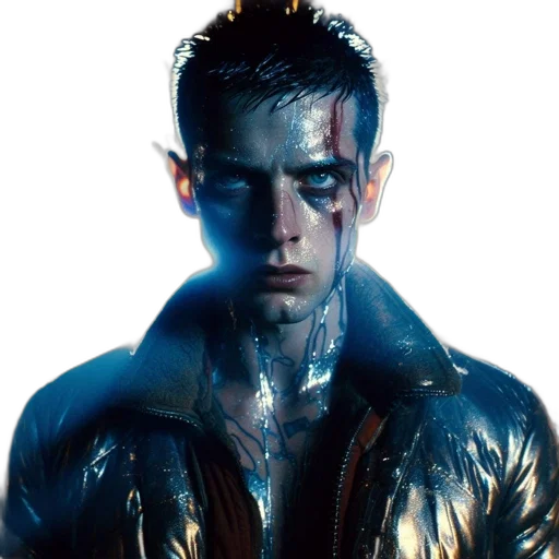 jacket, face, cyberpunk, photorealistic transparent PNG cut-out