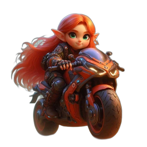 weapon, hair, concept art, 3d render transparent PNG cut-out