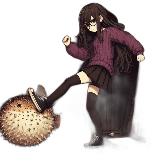hair, creature, staff, weapon transparent PNG cut-out