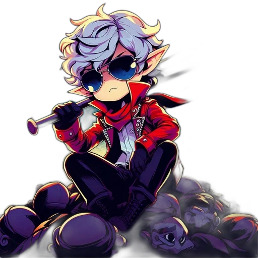jacket, mask, staff, dragon transparent PNG cut-out