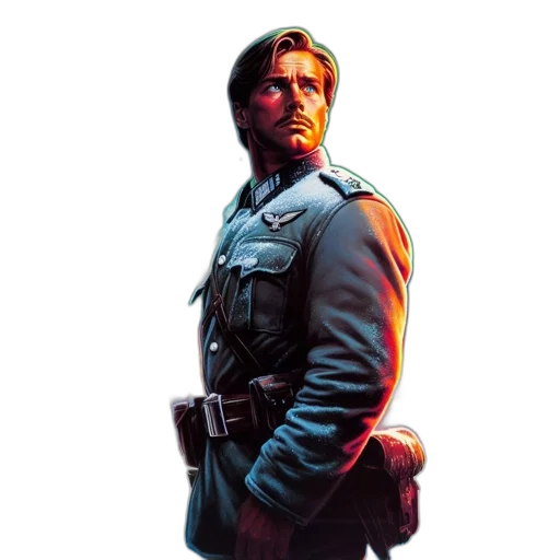 jacket, face, concept art, comic book art transparent PNG cut-out