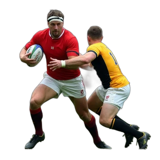 rugby, player, red, jersey transparent PNG cut-out
