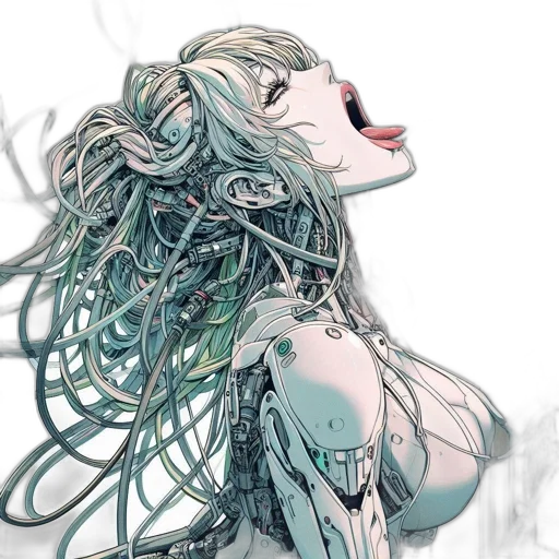 robot, hair, creature, cyberpunk transparent PNG cut-out