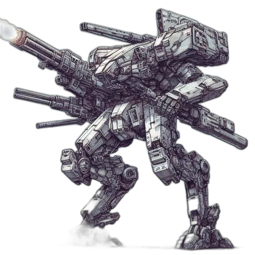 robot, weapon, concept art, 3d render transparent PNG cut-out