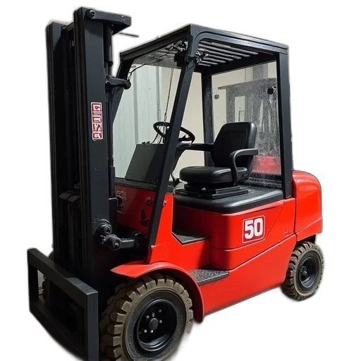 red, forklift, number, side transparent PNG cut-out