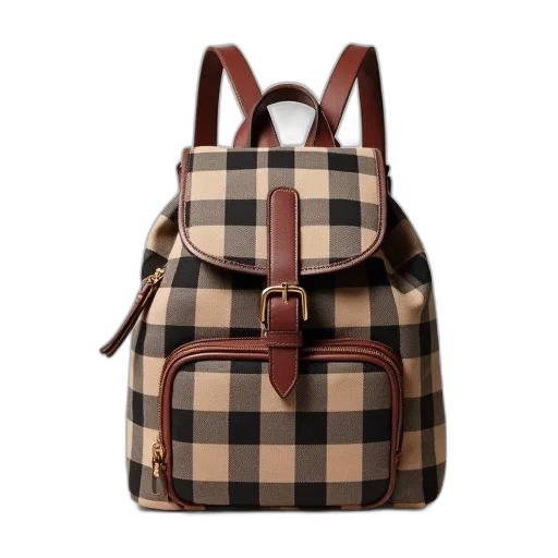 small, check, backpack, shoulder transparent PNG cut-out