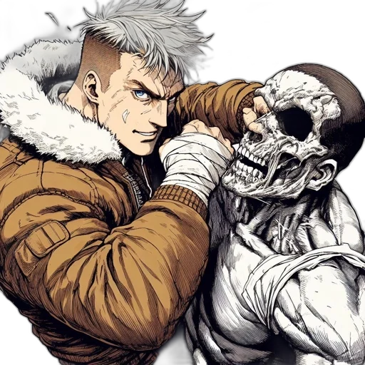 jacket, face, comic book art, concept art transparent PNG cut-out