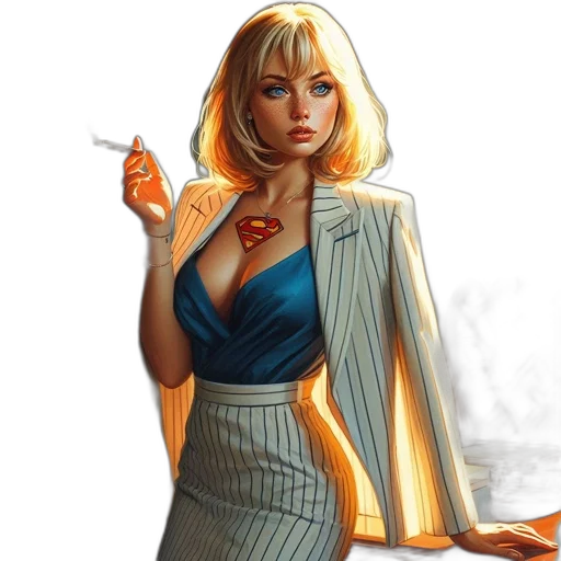 dress, jacket, staff, comic book art transparent PNG cut-out