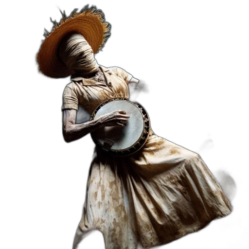 dress, mask, hat, staff transparent PNG cut-out