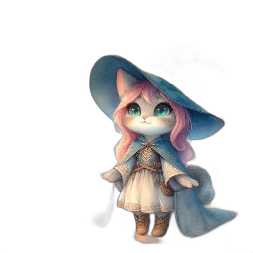 staff, hat, dress, creature transparent PNG cut-out