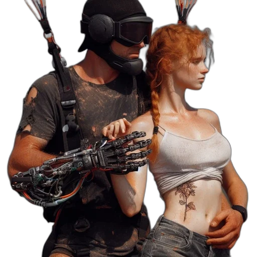weapon, robot, mask, cyberpunk transparent PNG cut-out