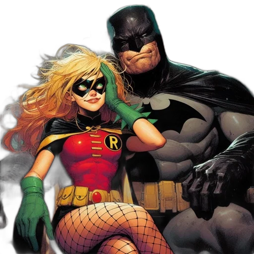 comic book art, concept art, batman, robin transparent PNG cut-out