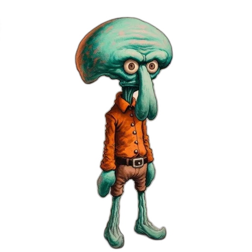 staff, hat, creature, jacket transparent PNG cut-out