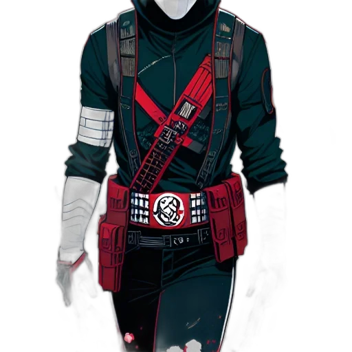 jacket, staff, concept art, cyberpunk transparent PNG cut-out