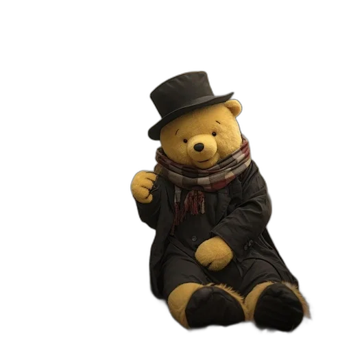hat, 3d render, black-suited, teddy transparent PNG cut-out