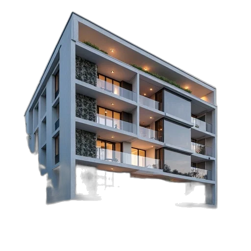 building, 3d render, photorealistic, concept art transparent PNG cut-out