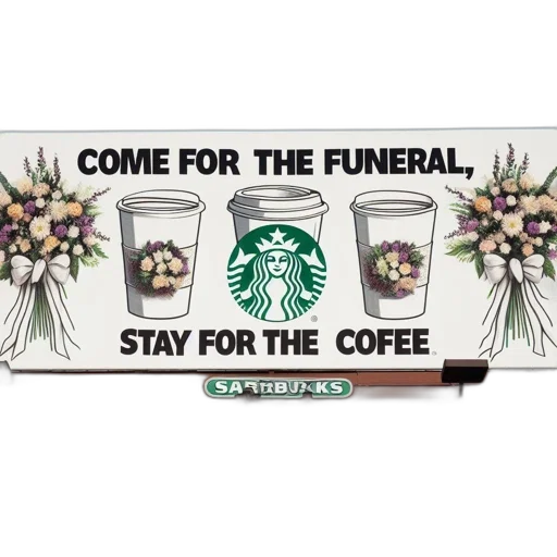 white, billboard, advertises, starbucks transparent PNG cut-out