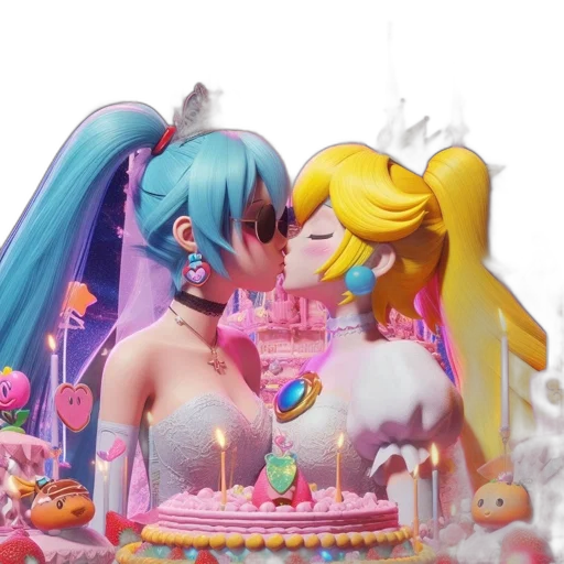 food, vaporwave, 3d render, concept art transparent PNG cut-out