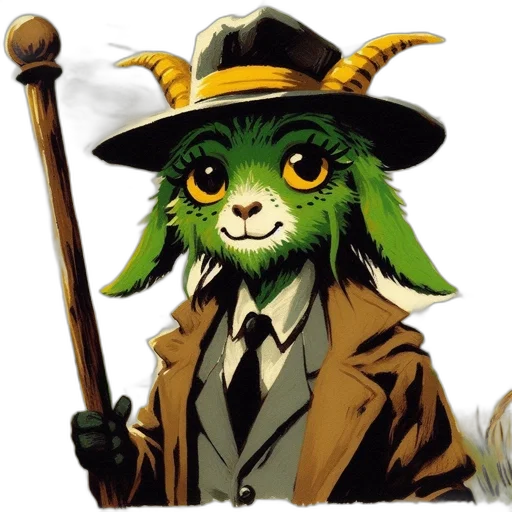 staff, hat, animal, creature transparent PNG cut-out