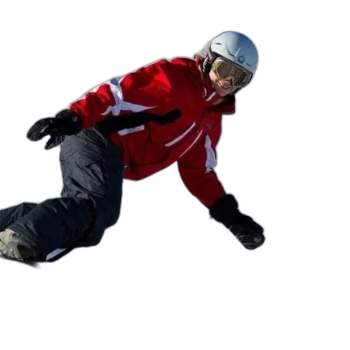 photorealistic, snowboarder, red, jacket transparent PNG cut-out