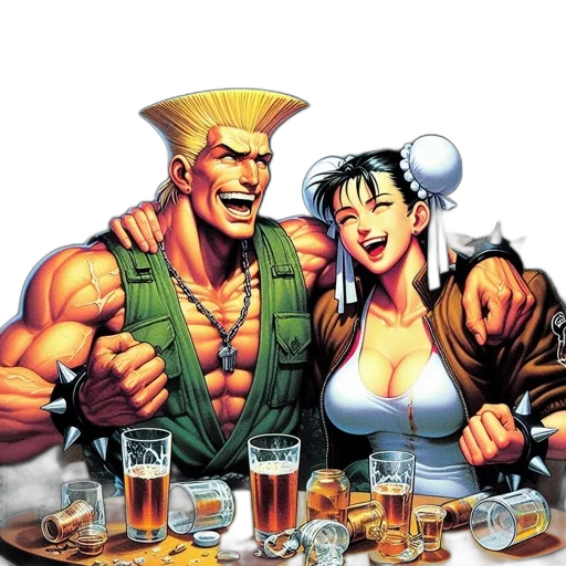 comic book art, concept art, two, animated transparent PNG cut-out