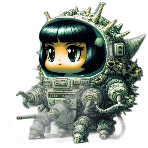 robot, creature, weapon, staff transparent PNG cut-out