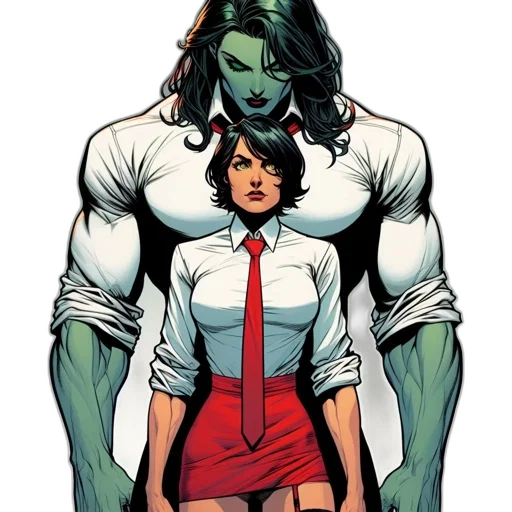 comic book art, concept art, green, two transparent PNG cut-out