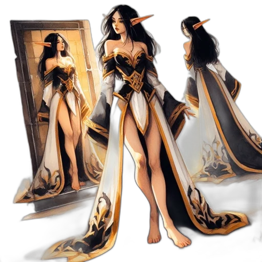 dress, concept art, fantasy art, comic book art transparent PNG cut-out