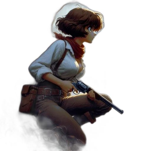 weapon, jacket, robot, staff transparent PNG cut-out