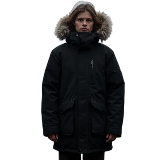 jacket, dark, expedition, parka transparent PNG cut-out