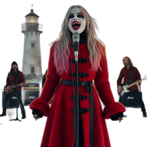 concept art, city street, red, woman transparent PNG cut-out