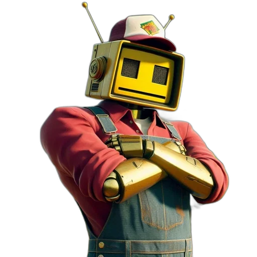 robot, mask, weapon, jacket transparent PNG cut-out