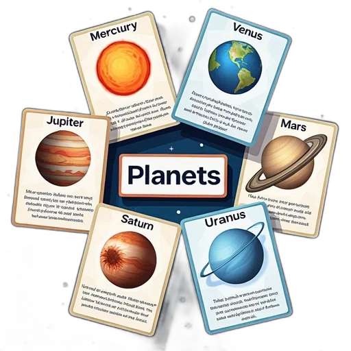outer space, set, educational, cards transparent PNG cut-out