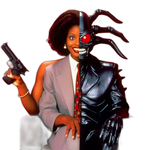 weapon, robot, creature, vaporwave transparent PNG cut-out