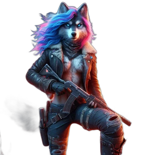 jacket, animal, weapon, staff transparent PNG cut-out