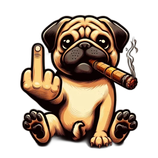 cartoon, animated, pug, dog transparent PNG cut-out