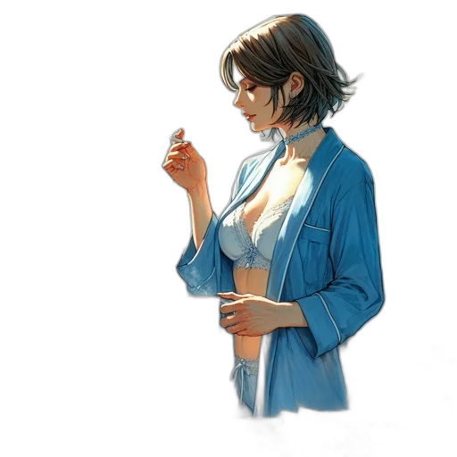 jacket, dress, jewelry, staff transparent PNG cut-out