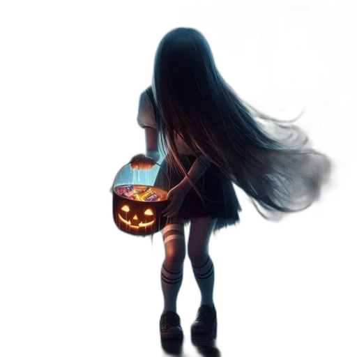 dress, hair, mask, creature transparent PNG cut-out