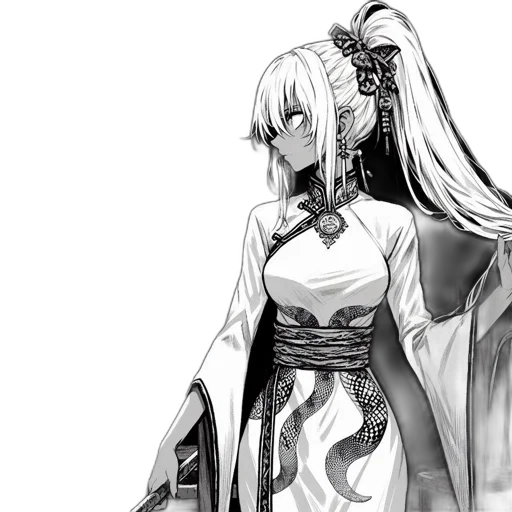 dress, staff, dragon, sword transparent PNG cut-out