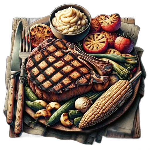 food, photorealistic, oil painting, earth tones transparent PNG cut-out