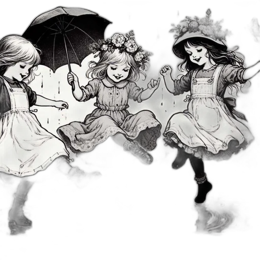 umbrella, dress, concept art, pencil sketch transparent PNG cut-out