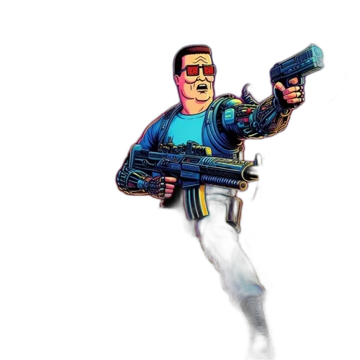 weapon, robot, staff, pixel art transparent PNG cut-out