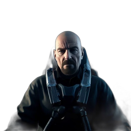 jacket, face, weapon, staff transparent PNG cut-out