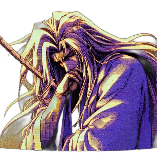 mask, hair, staff, weapon transparent PNG cut-out