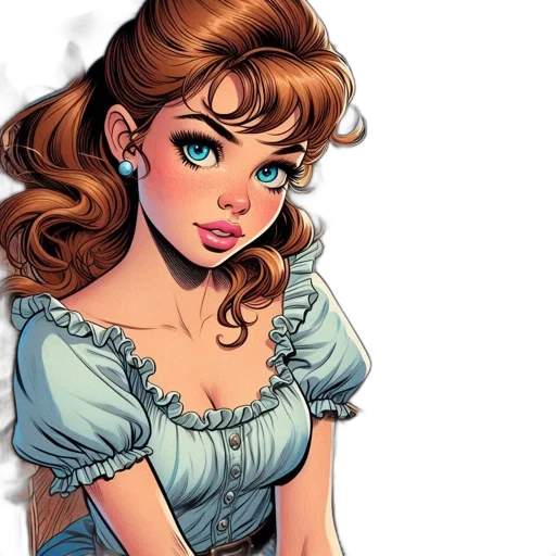 dress, face, comic book art, cartoon transparent PNG cut-out