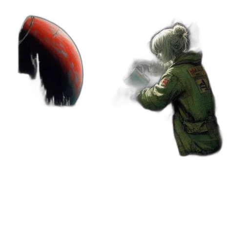 jacket, weapon, hair, mask transparent PNG cut-out