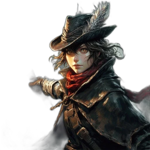 hat, staff, face, fantasy art transparent PNG cut-out