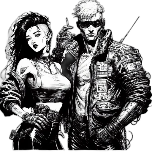 jacket, cyberpunk, comic book art, concept art transparent PNG cut-out