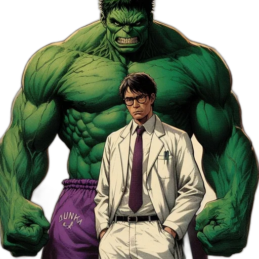comic book art, concept art, green, two transparent PNG cut-out