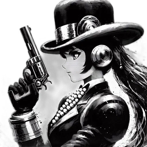 weapon, hat, staff, robot transparent PNG cut-out